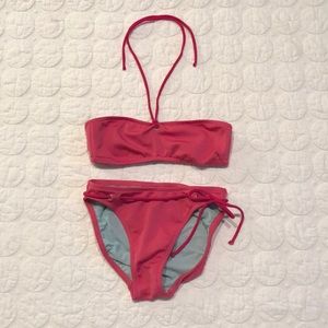 {J. Crew} Hot Pink Bandeau Bikini Small